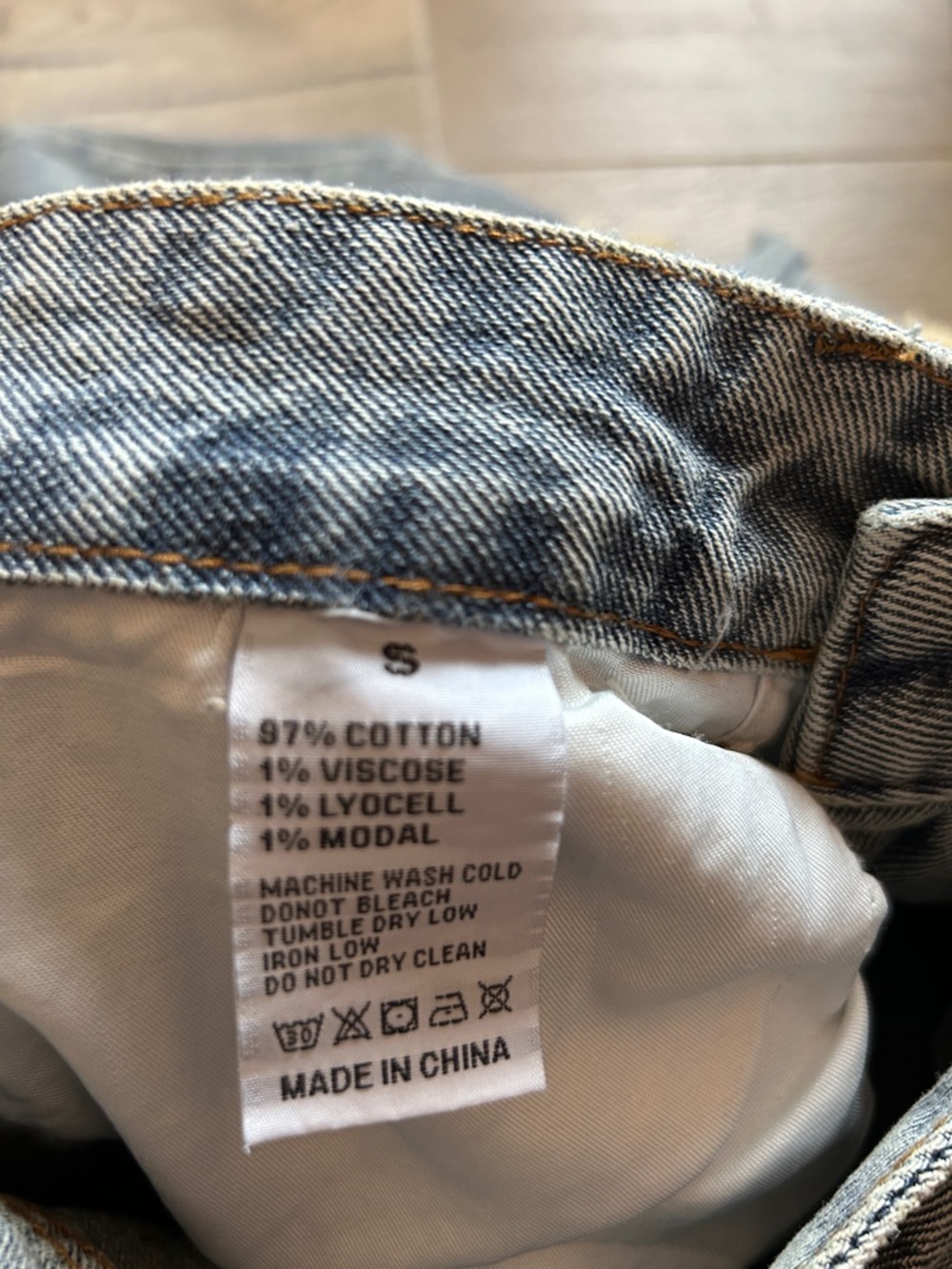 Straight Leg Women's Jeans in Distressed Light Blue - Picture 3 of 5